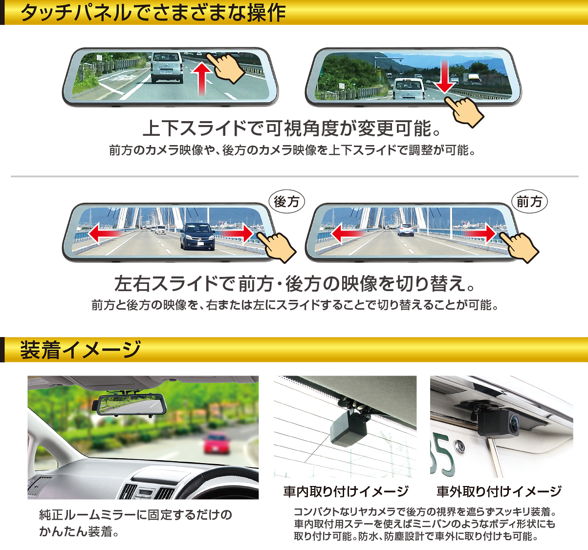 No 5600 前後録画ドライブレコーダーミラー 製造終了品 大橋産業株式会社